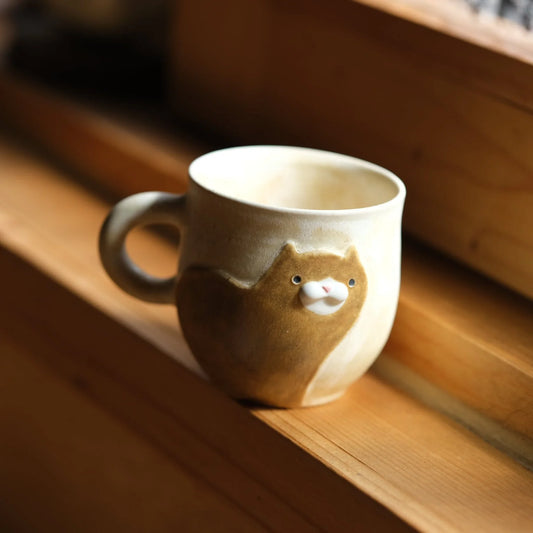 手作陶瓷猫杯-小