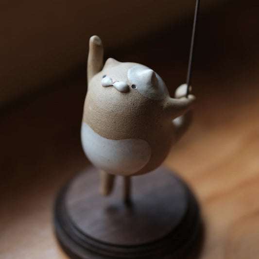 手作陶瓷 跳舞猫