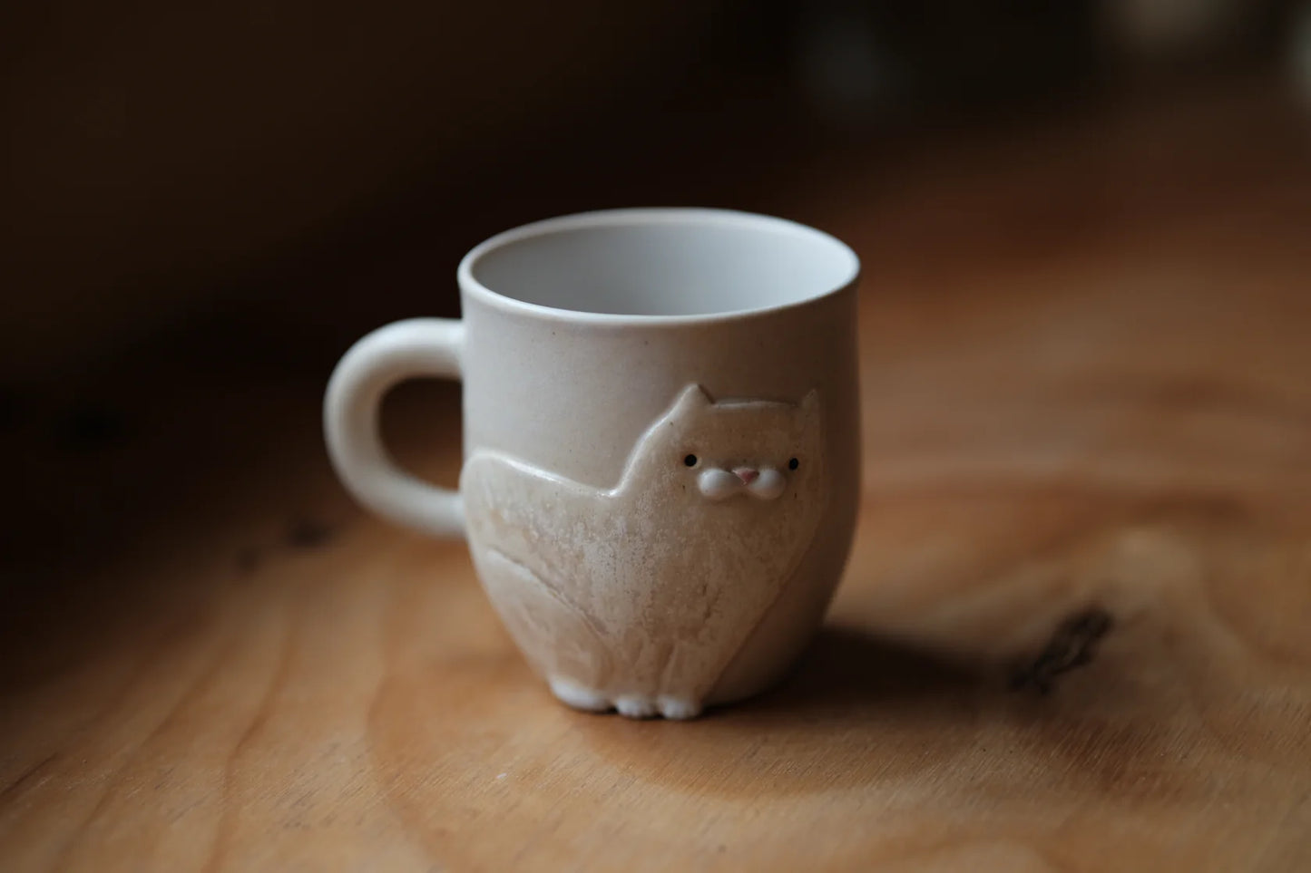 手作陶瓷猫杯2-米色