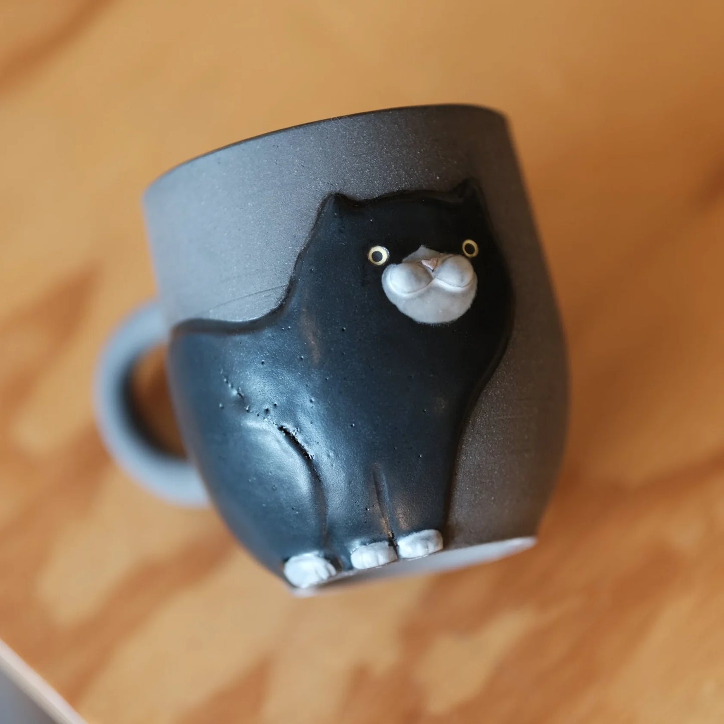 手作陶瓷猫杯-黑色