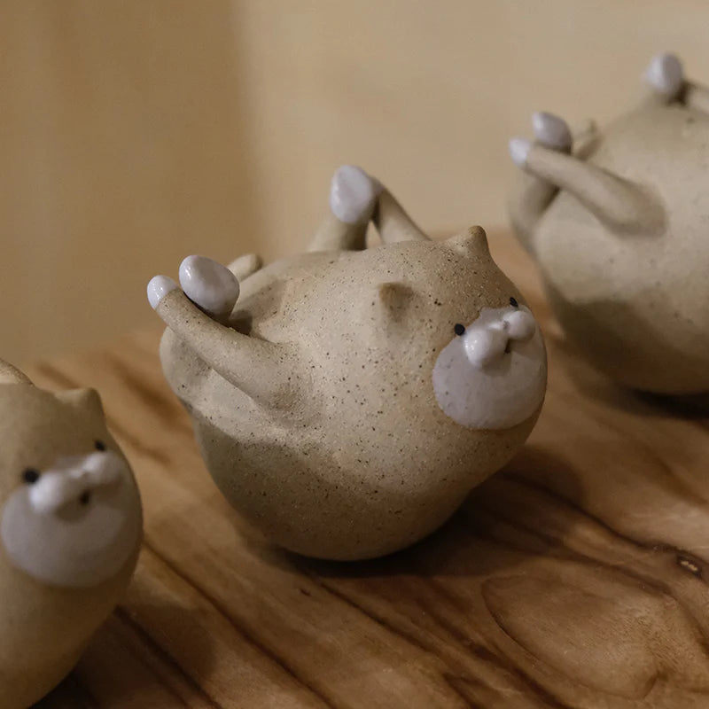 作陶瓷 猫咪瑜珈弓式